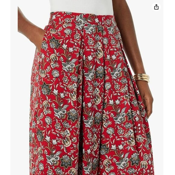 Making the Cut Season 3 Red Floral Crepe Pleated Wide Leg Pants size 3X NWT - Picture 3 of 8